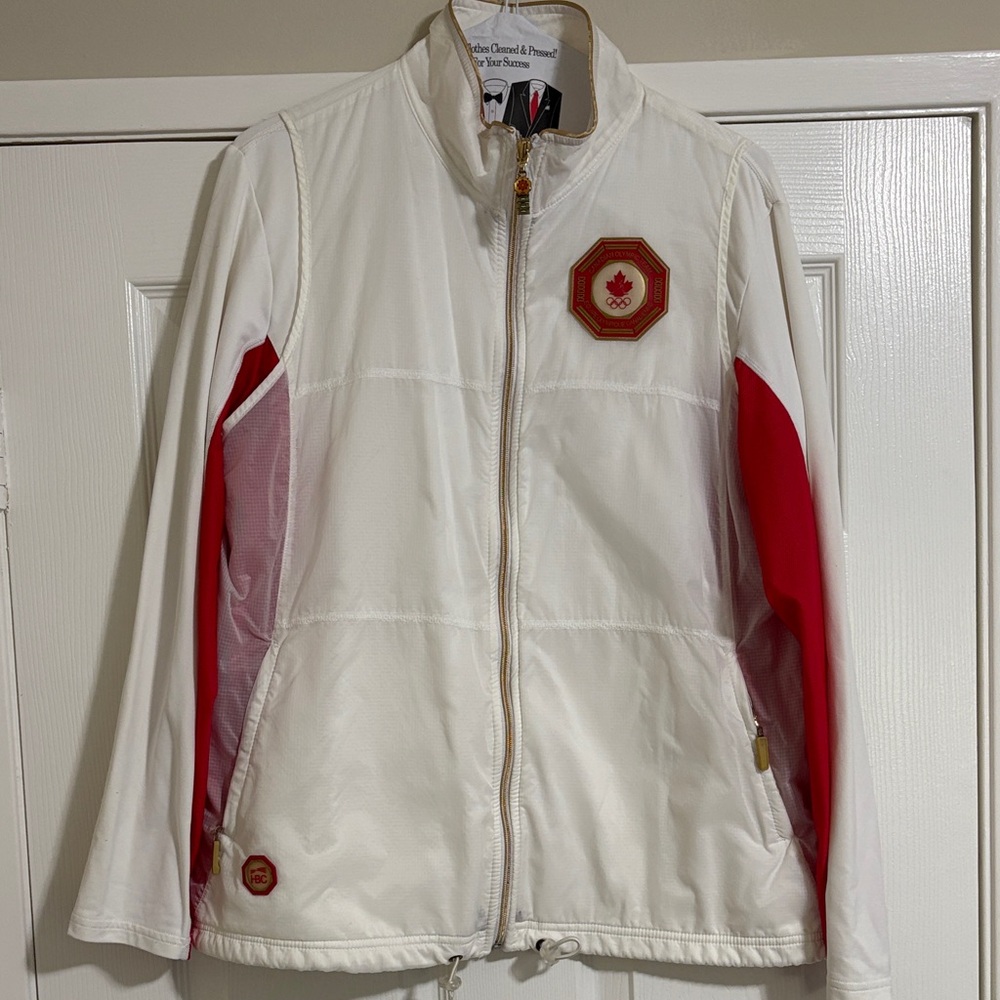 White and Red Jacket with Logo